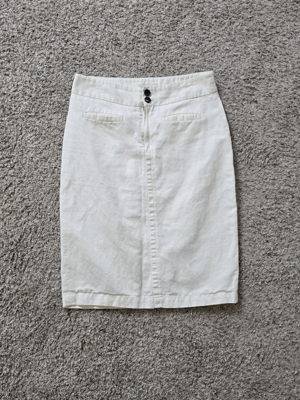 Banana Republic Ivory Pencil Skirt Cotton/Linen with Button Waist Minimalist, 2